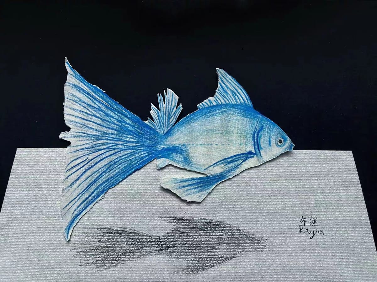 the fish is blue because it lived in an area where every thing is blue 